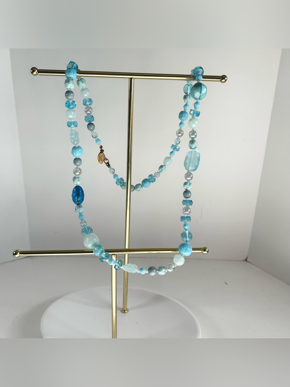 Miriam Haskell Blue Bead Necklace Signed